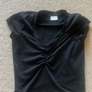 Bombshell Sportswear Black Ruched Cap Sleeve Crop Top